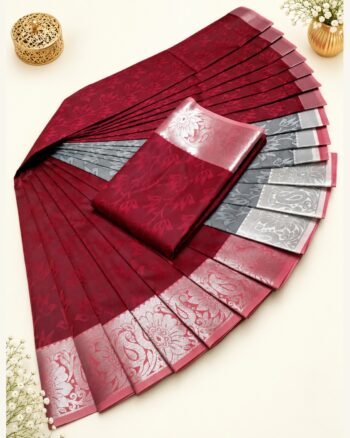 3D Emboss Fancy Semi Silk Saree – Elegant Designer Saree