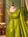 Satin Space Silk Saree with Peacock Designer Blouse – Elegant Party Wear Saree
