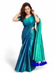 Most trending peacock color gini tissue saree __For orders 9080256146(HEIC)